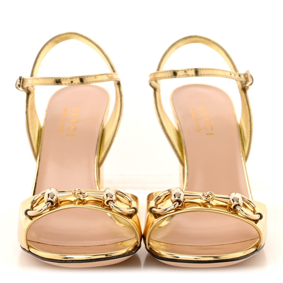 Metallic Nappa Horsebit Cross Strap 95mm Sandals 36.5 Gold