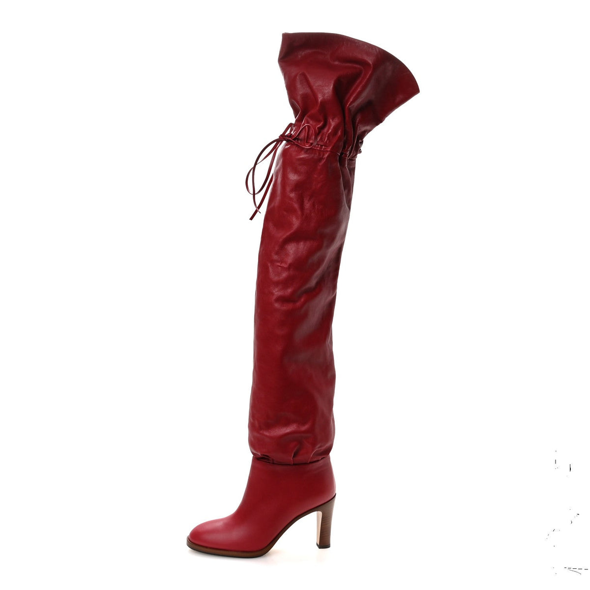 Deauville Calfskin Cinched Over The Knee High Boots 35.5 Red