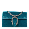 Velvet Super Mini Dionysus Shoulder Bag Pavone Cyan