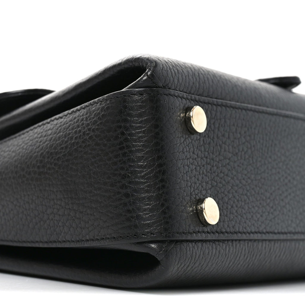 Dollar Calfskin Interlocking G Top Handle Shoulder Bag Black