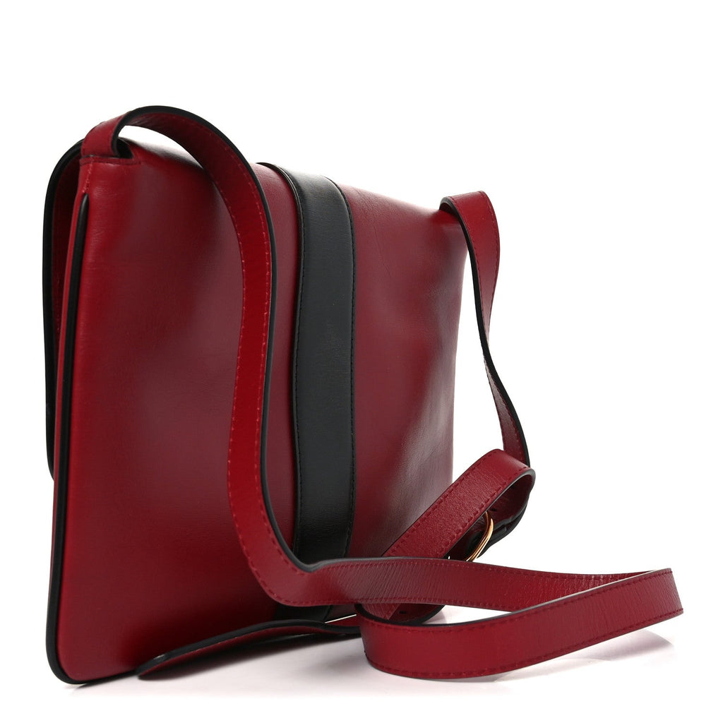 Calfskin Medium Arli Flap Shoulder Bag New Cherry Red Black