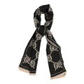 Wool Lame Jacquard Monogram Jumbo GG Lady Nest Lux Scarf Black Ivory
