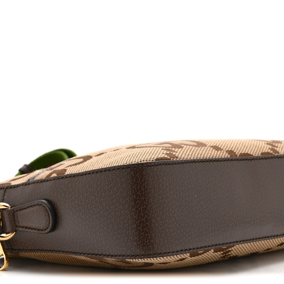 Monogram Jumbo GG Textured Dollar Calfskin Web Messenger Shoulder Bag Camel Ebony New Acero