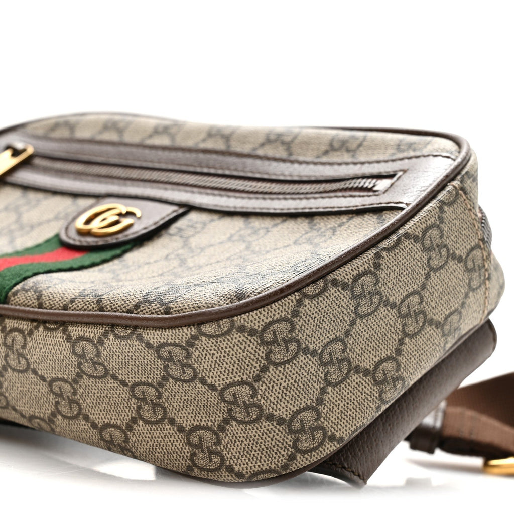 Soft GG Supreme Monogram Medium Ophidia Belt Bag Dark Brown