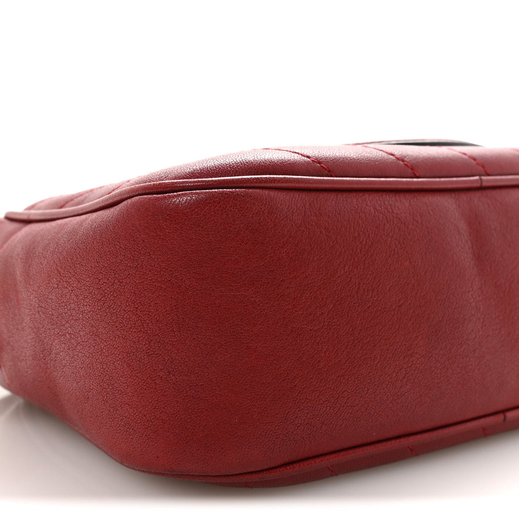 Sakai Be Green Calfskin Diagonal Stitched Small Blondie Shoulder Bag Rosso