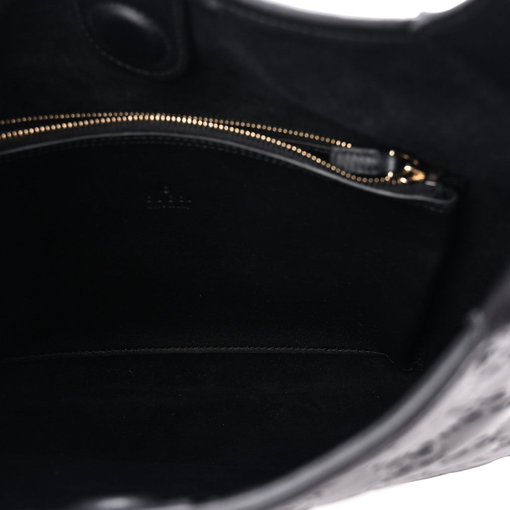 GG Calfskin Embossed B Medium Shoulder Bag Arabella Black