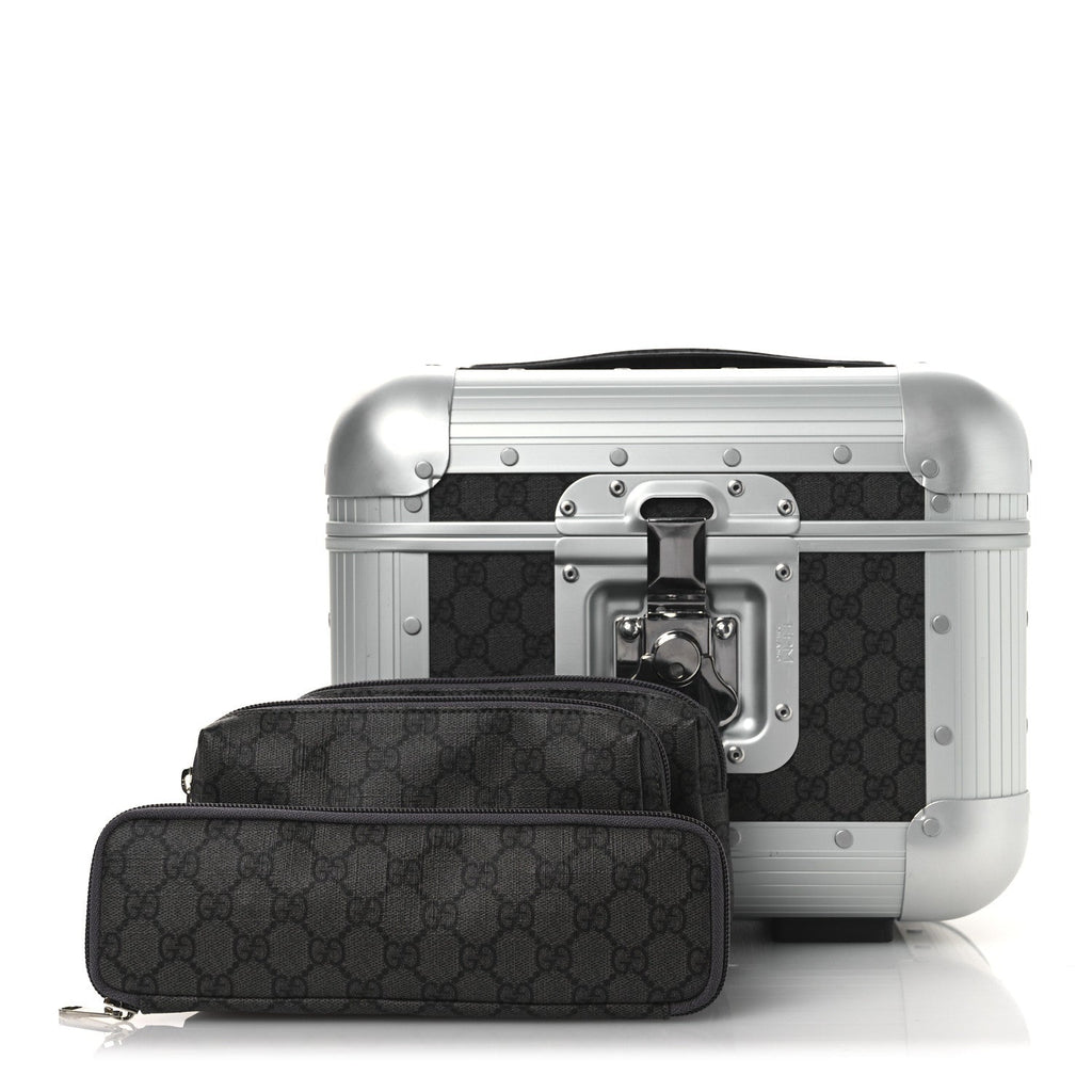 GG Supreme Monogram Aluminum Porter Beauty Case Silver