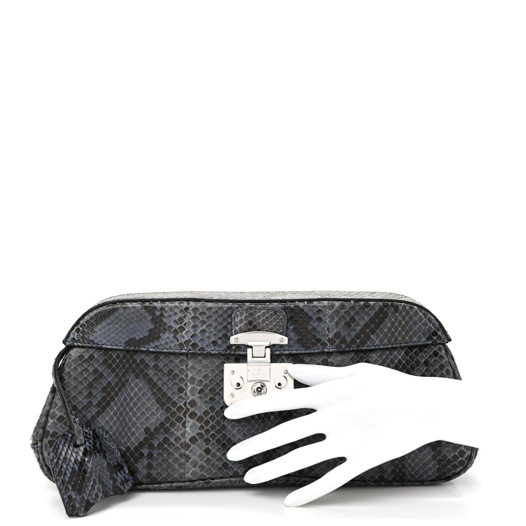 Python Lady Lock Clutch Blue