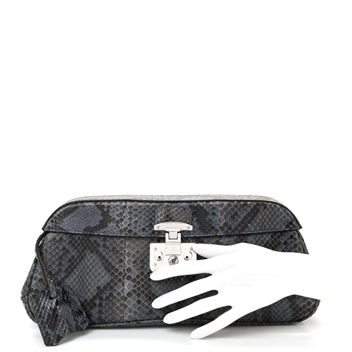 Python Lady Lock Clutch Blue
