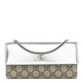 Metallic Calfskin GG Supreme Monogram Petite GG Marmont Wallet Chain Bag Silver Beige Ebony