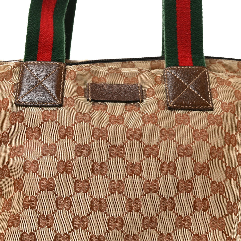 Monogram Large Web Handle Bucket Tote Dark Brown