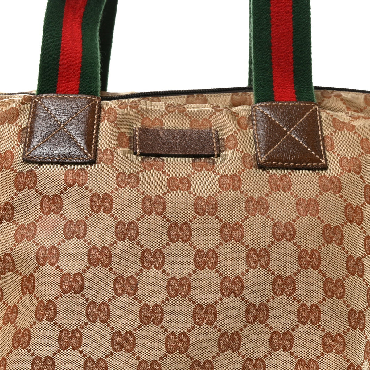 Monogram Large Web Handle Bucket Tote Dark Brown