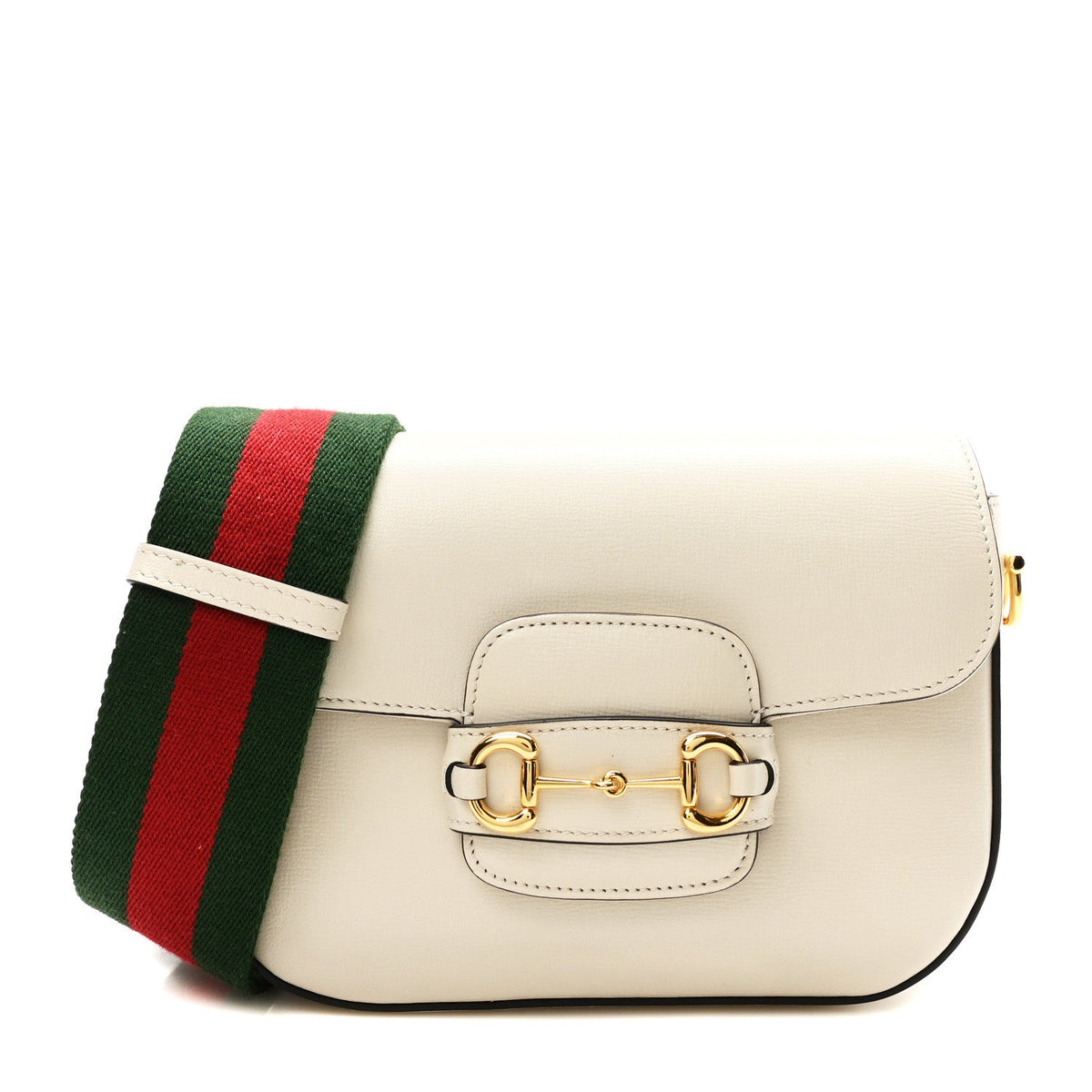 Azalea Calfskin Web Mini Horsebit 1955 Shoulder Bag Mystic White