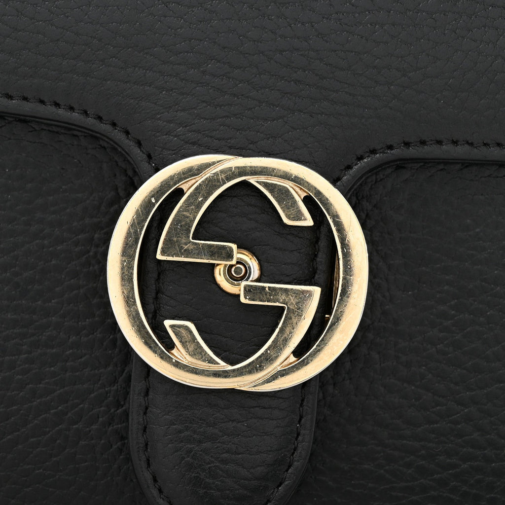 Dollar Calfskin Small Interlocking G Shoulder Bag Black