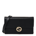 Dollar Calfskin Interlocking G Chain Wallet Black