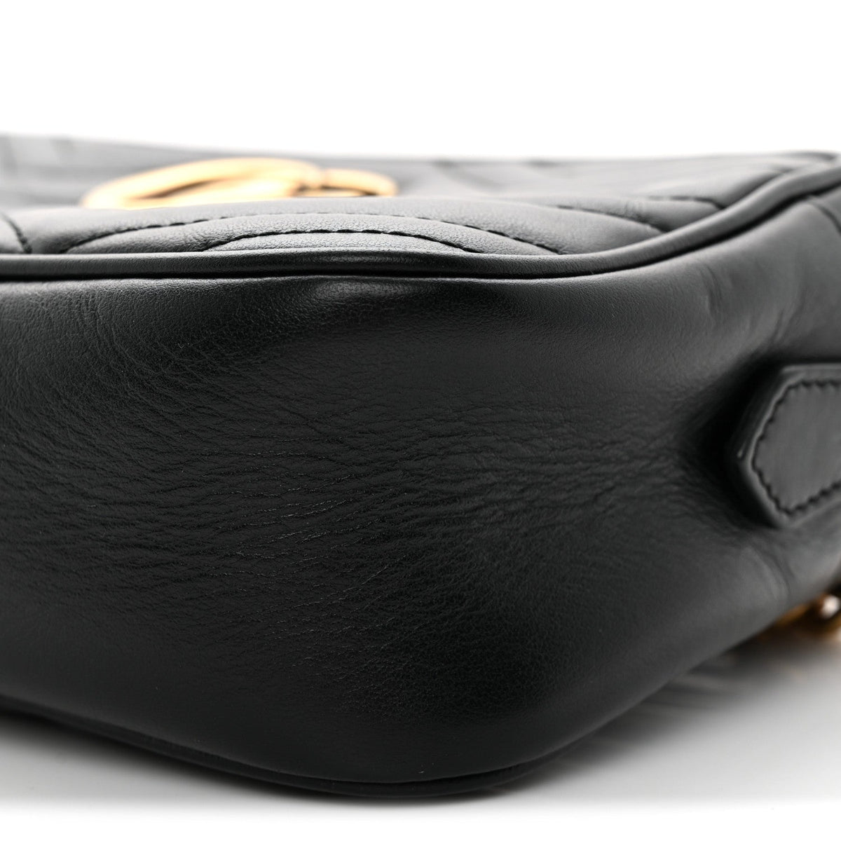 Calfskin Matelasse Small GG Marmont Chain Shoulder Bag Black