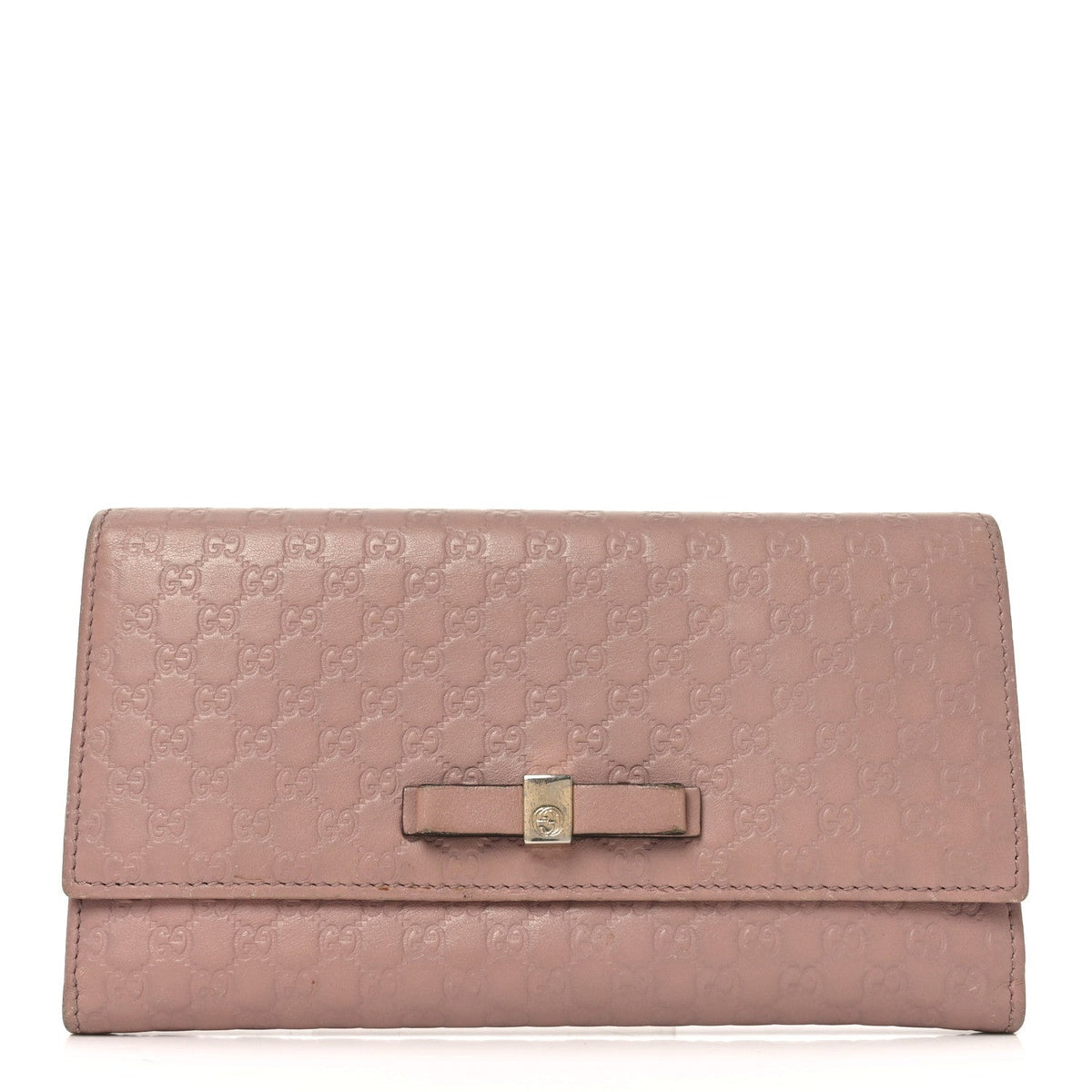 Microguccissima Bow Continental Wallet Soft Pink