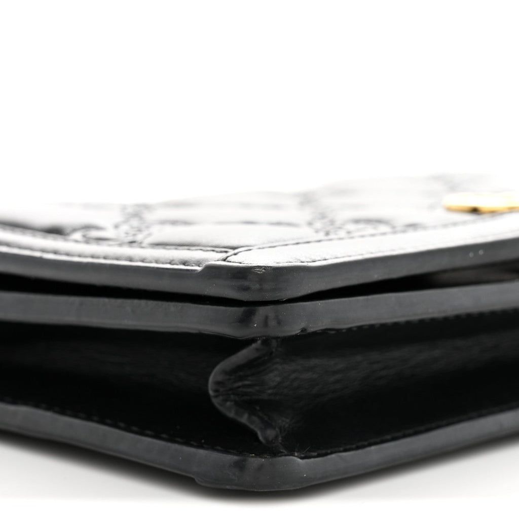 Calfskin GG Matelasse Chain Wallet Black