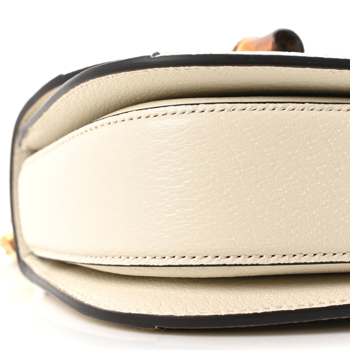 Monogram Jumbo GG Textured Dollar Calfskin Web Mini Bamboo 1947 Top Handle Bag Off White