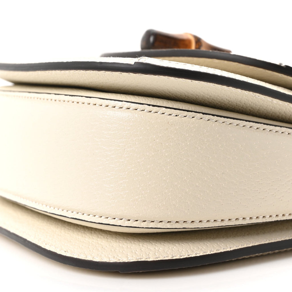 Monogram Jumbo GG Textured Dollar Calfskin Web Mini Bamboo 1947 Top Handle Bag Off White