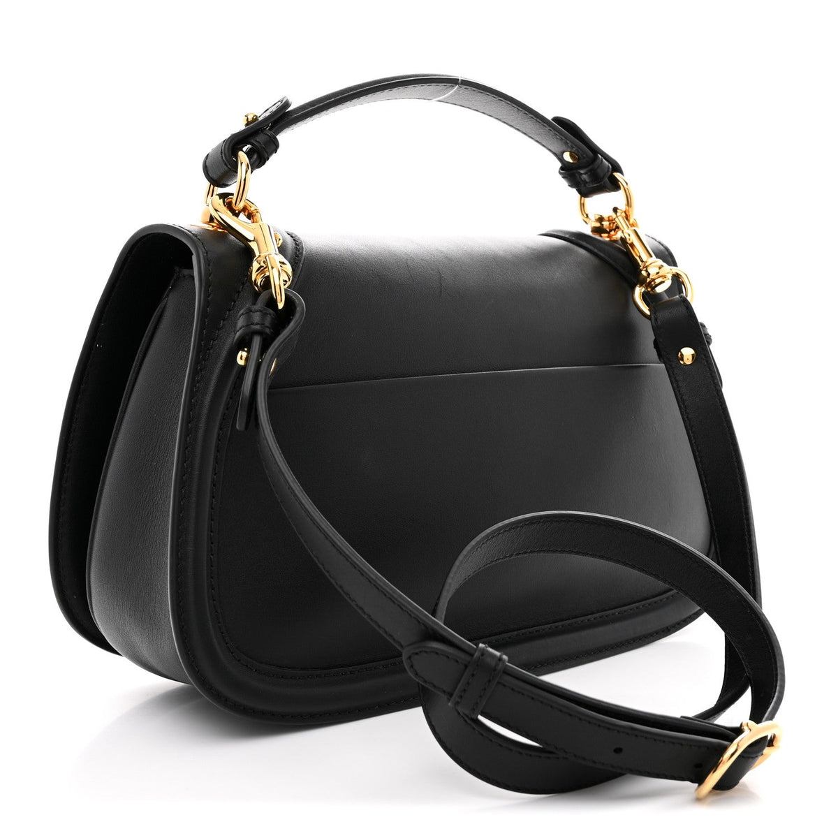 Calfskin Large Blondie Top Handle Bag Black