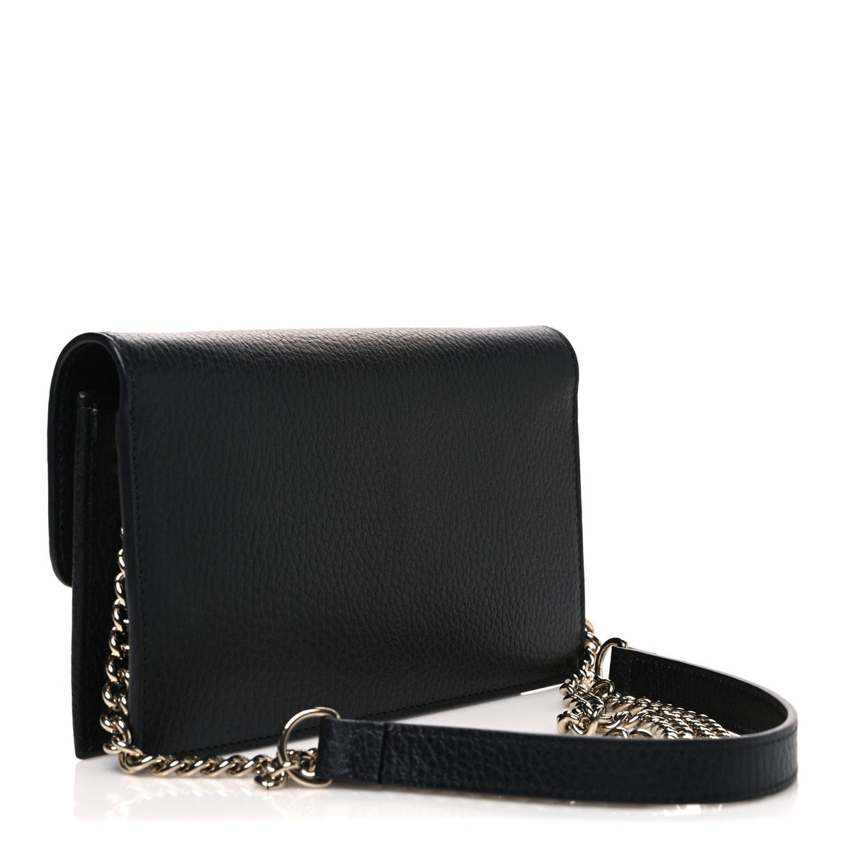 Dollar Calfskin Interlocking G Chain Wallet Black