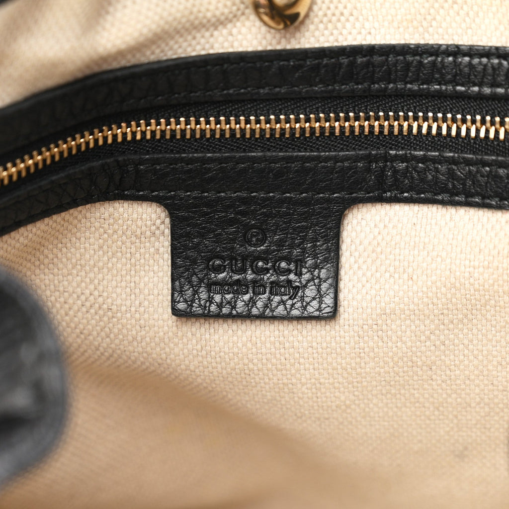 Pebbled Calfskin Medium Soho Chain Shoulder Bag Black