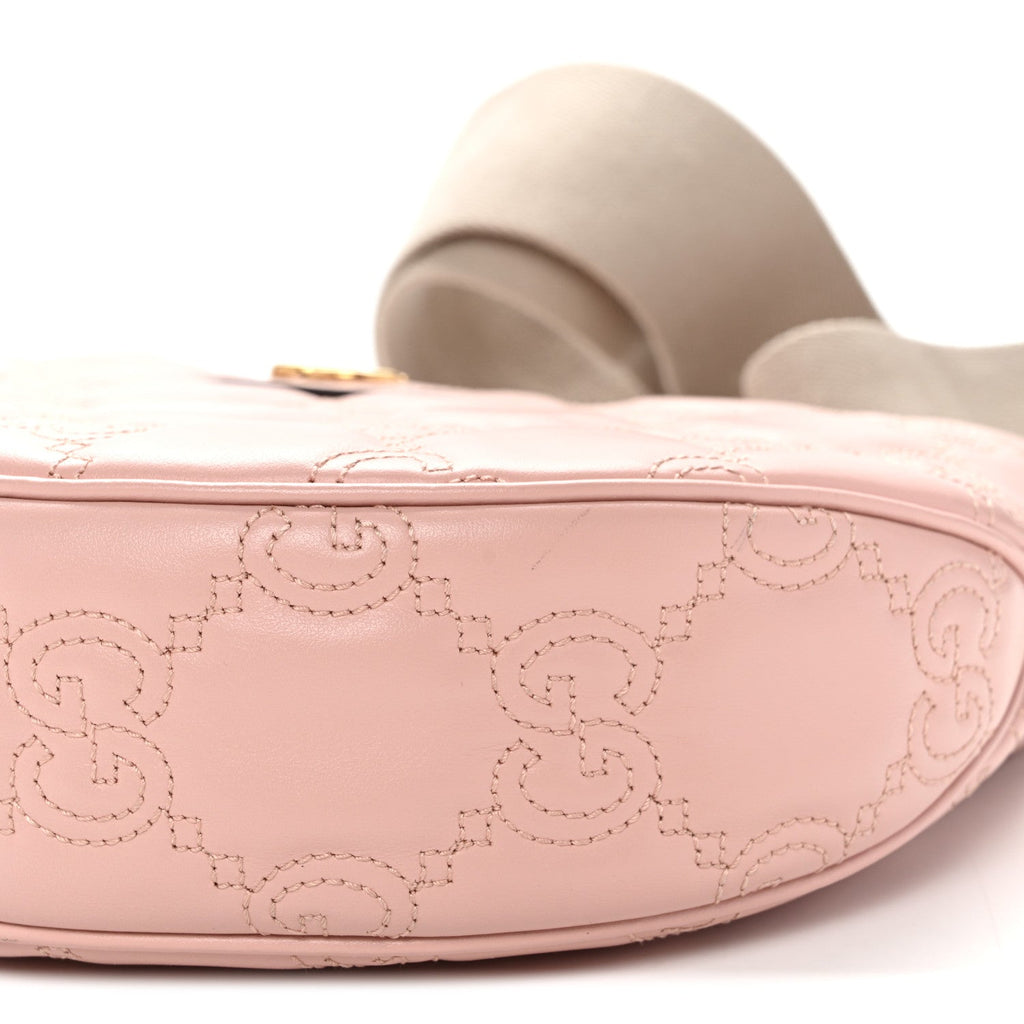 Calfskin GG Matelasse Small Hobo Shoulder Bag Perfect Pink Natural