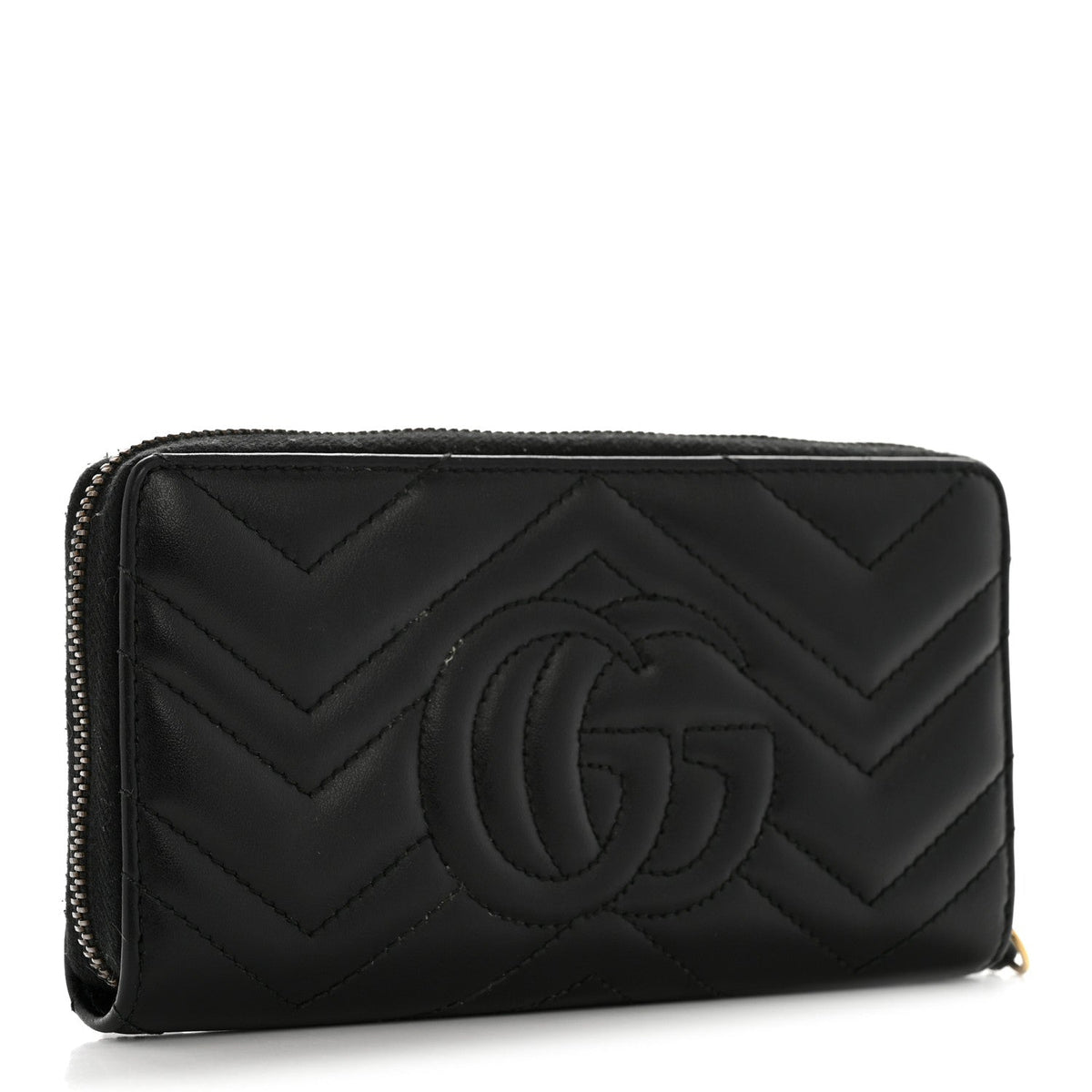 Calfskin Matelasse GG Marmont Zip Around Organizer Wallet Black
