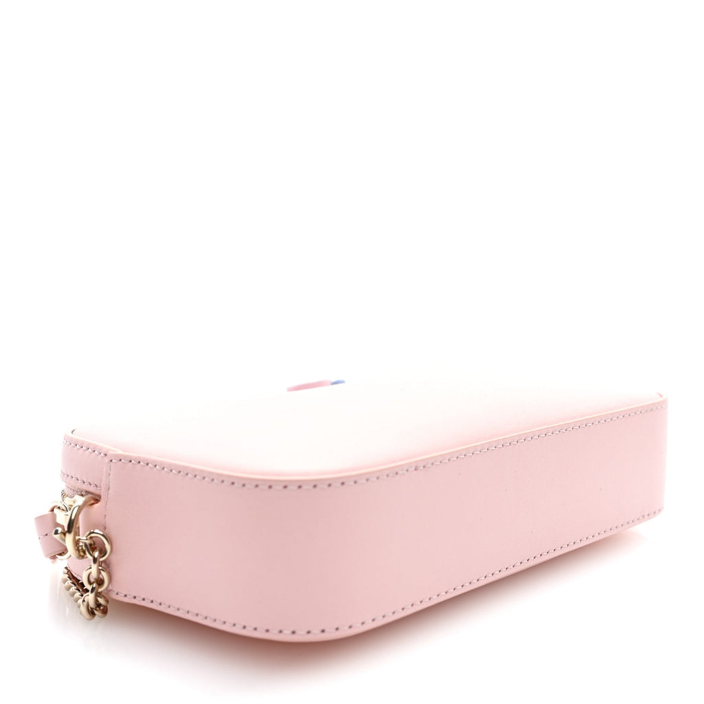 Dollar Calfskin Enamel Super Mini GG Marmont Chain Shoulder Bag  Light Pink Blue