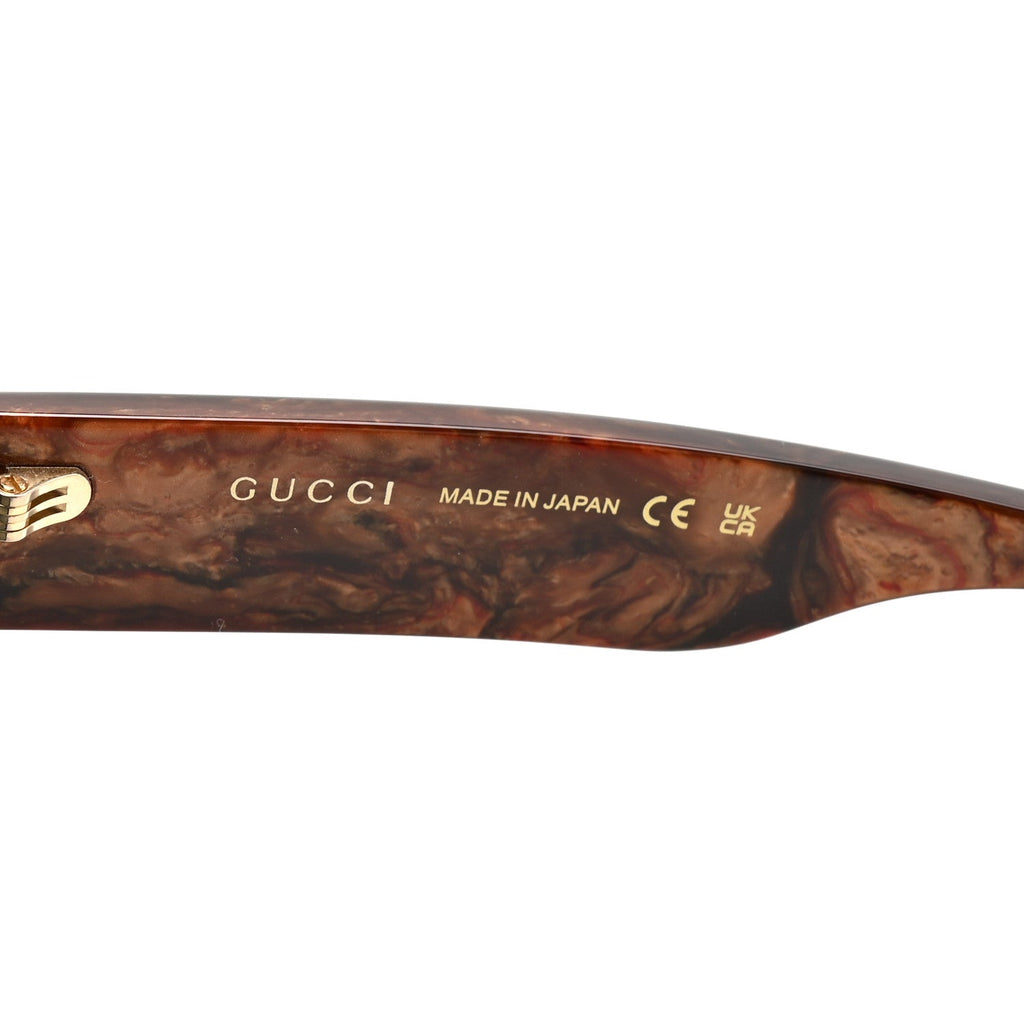 Acetate Rectangle Frame Web Sunglasses GG1301S Brown