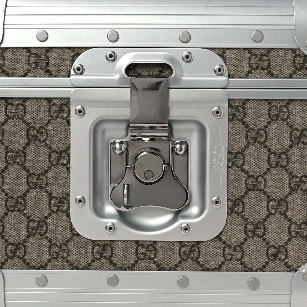 GG Supreme Monogram Aluminum Porter Beauty Case Silver