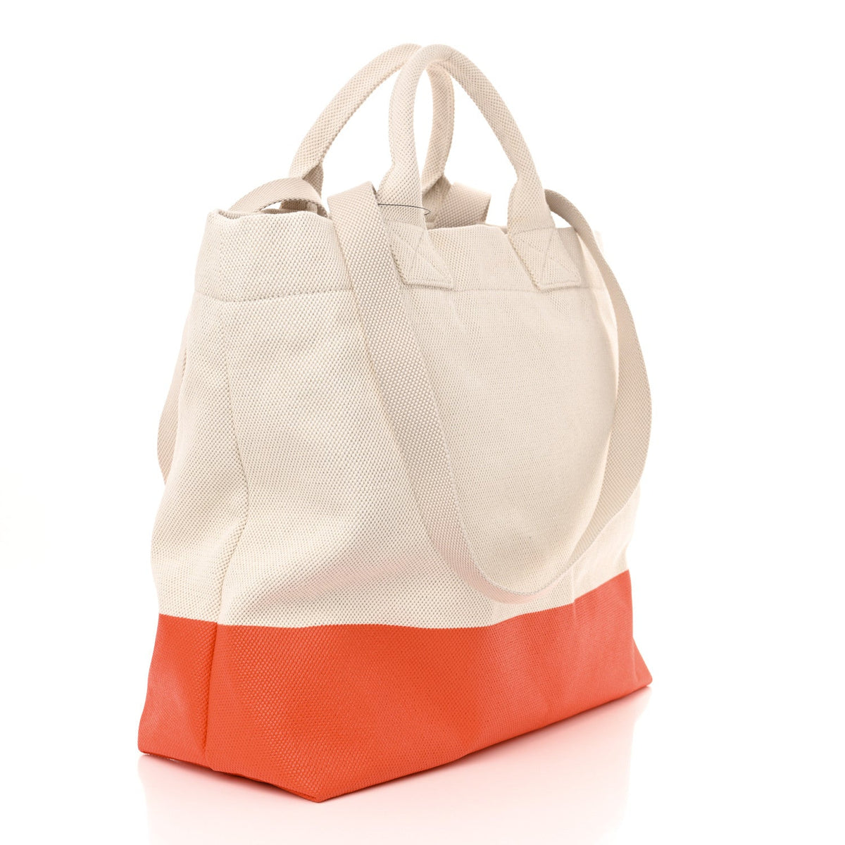 Canvas Logo Embossed Black Tote Natural Orange