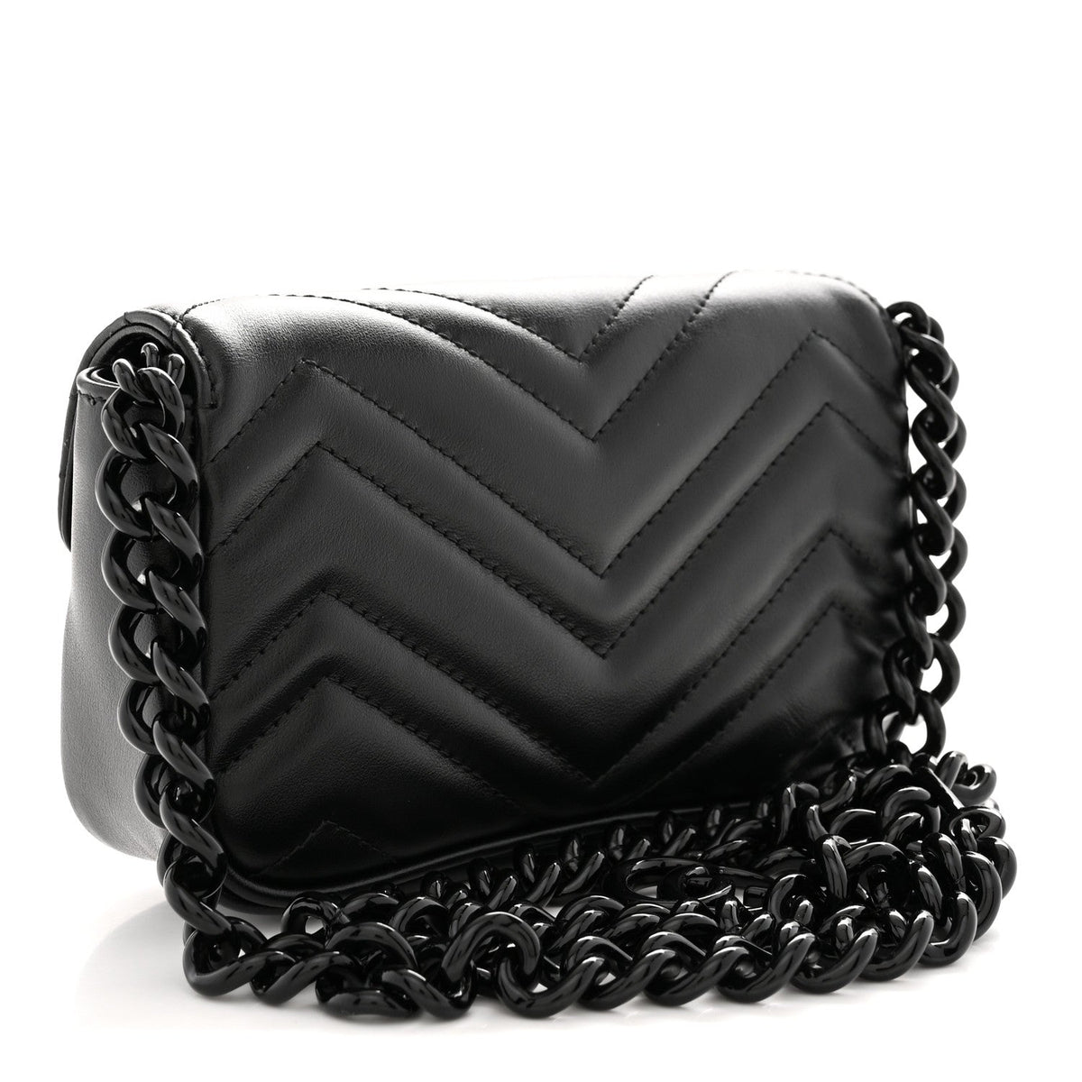 Calfskin Matelasse Monochrome GG Marmont Chain Belt Bag Black