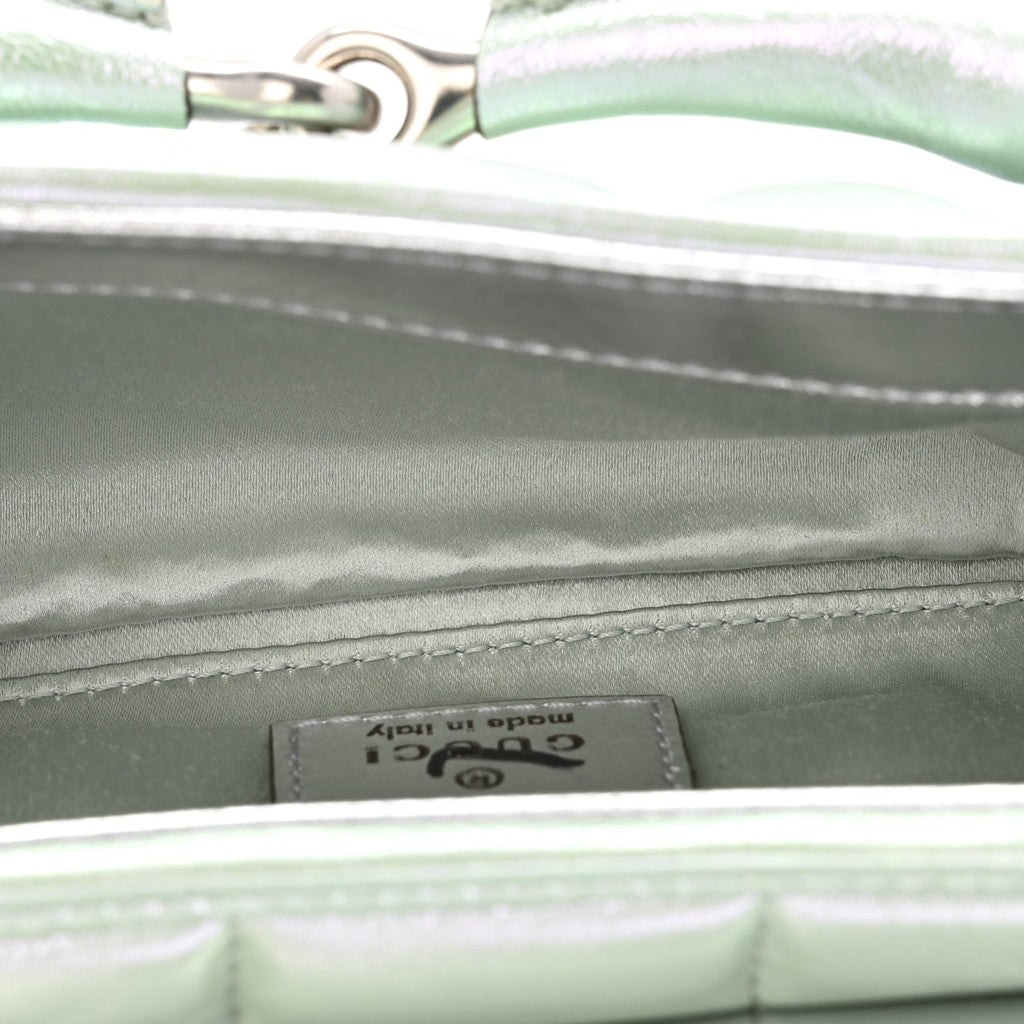 Iridescent Nappa Vertical Matelasse Small Maxi Horsebit Chain Shoulder Bag Iridescent Salvy Green