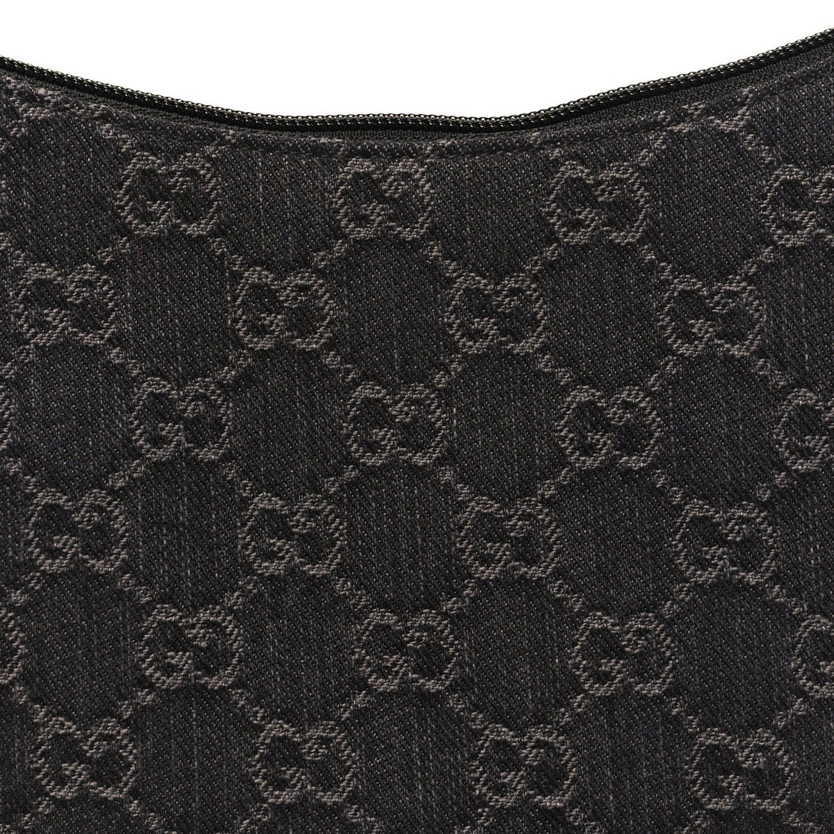 Jacquard Black Denim GG Monogram Horsebit Slim Small Shoulder Bag Black Grey