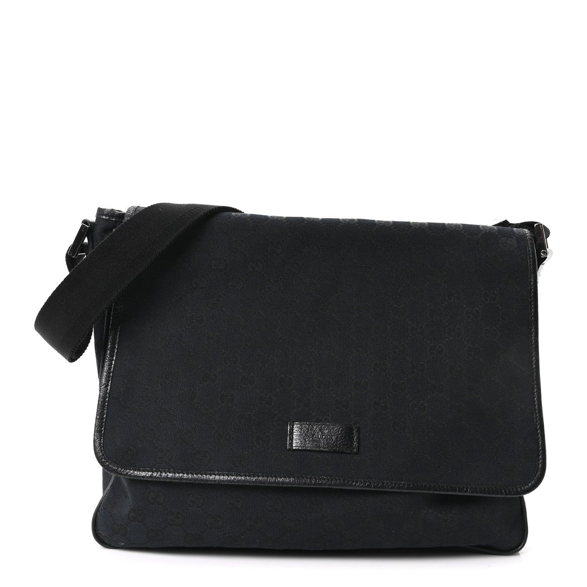 Monogram Web Medium Flap Messenger Black