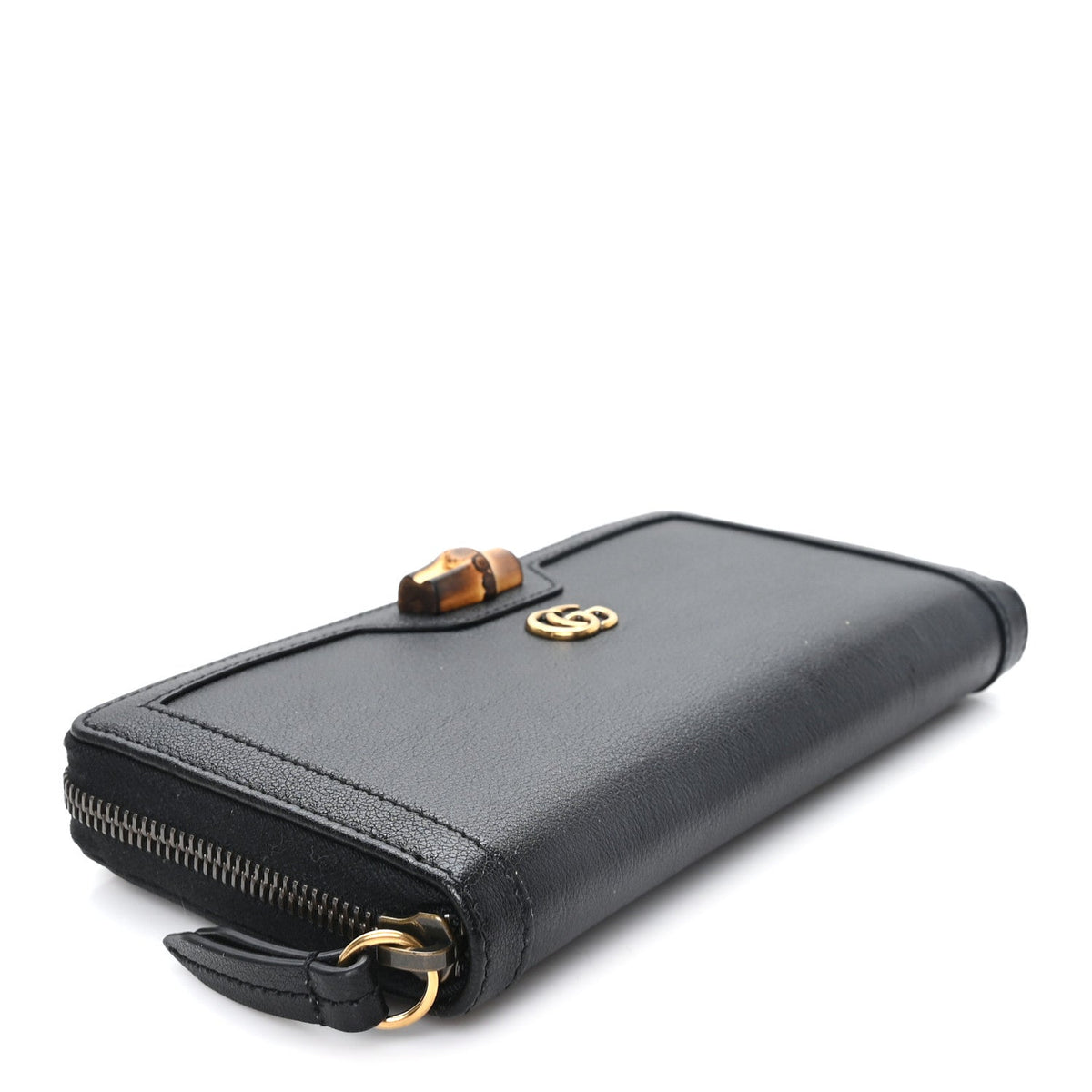 Wonka Grain Calfskin Diana Continental Wallet Black Black