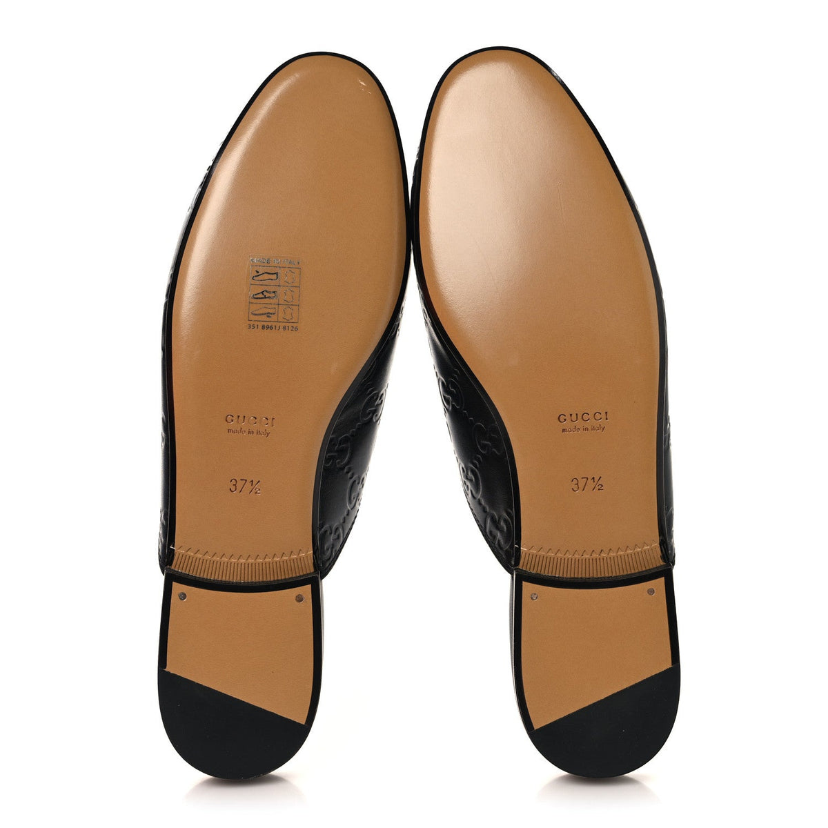 Glamour Calfskin Guccissima Womens Princetown Slippers 37.5 Black