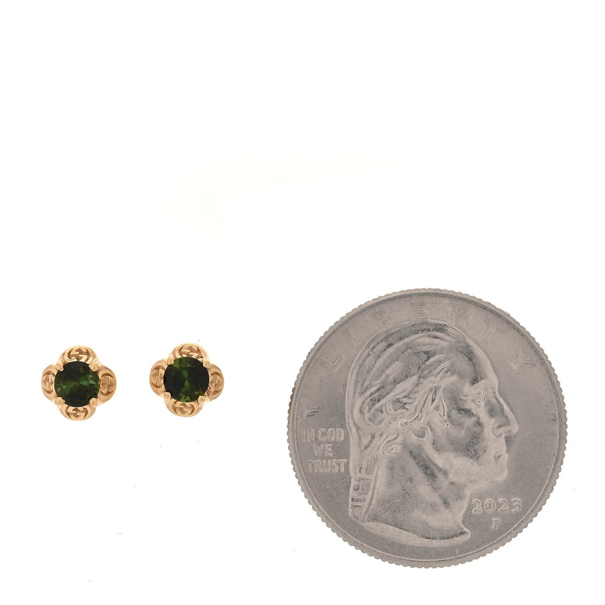 18K Yellow Gold Green Tourmaline Interlocking G Earrings 49/4.75