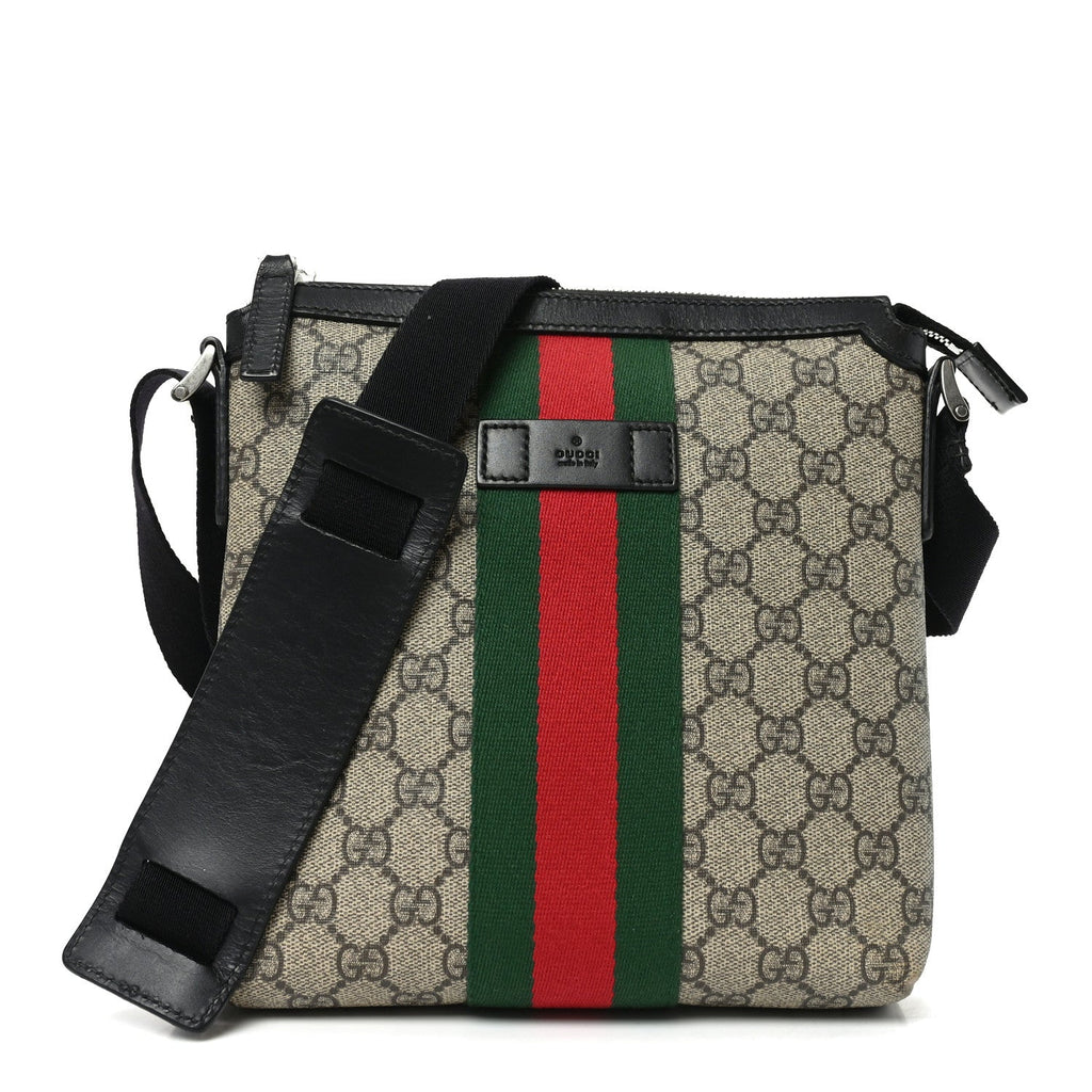 GG Supreme Monogram Web Messenger Bag Black