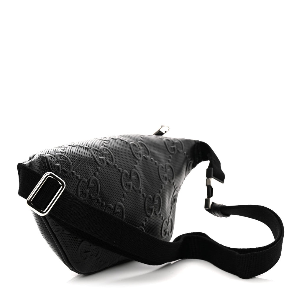 Calfskin GG Tennis Embossed Belt Bag Black