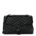 Soft Calfskin Matelasse Medium GG Marmont Shoulder Bag Black