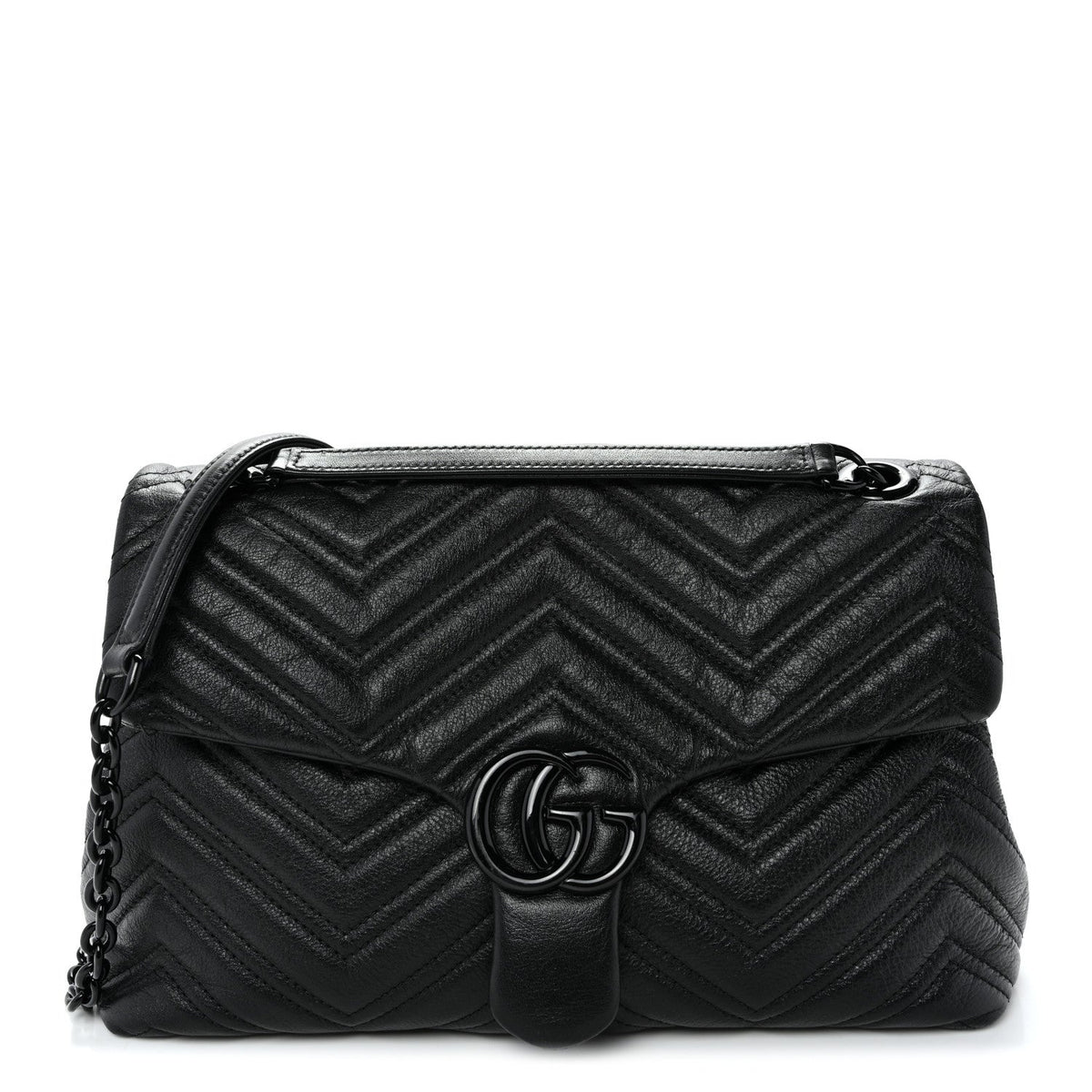 Soft Calfskin Matelasse Medium GG Marmont Shoulder Bag Black