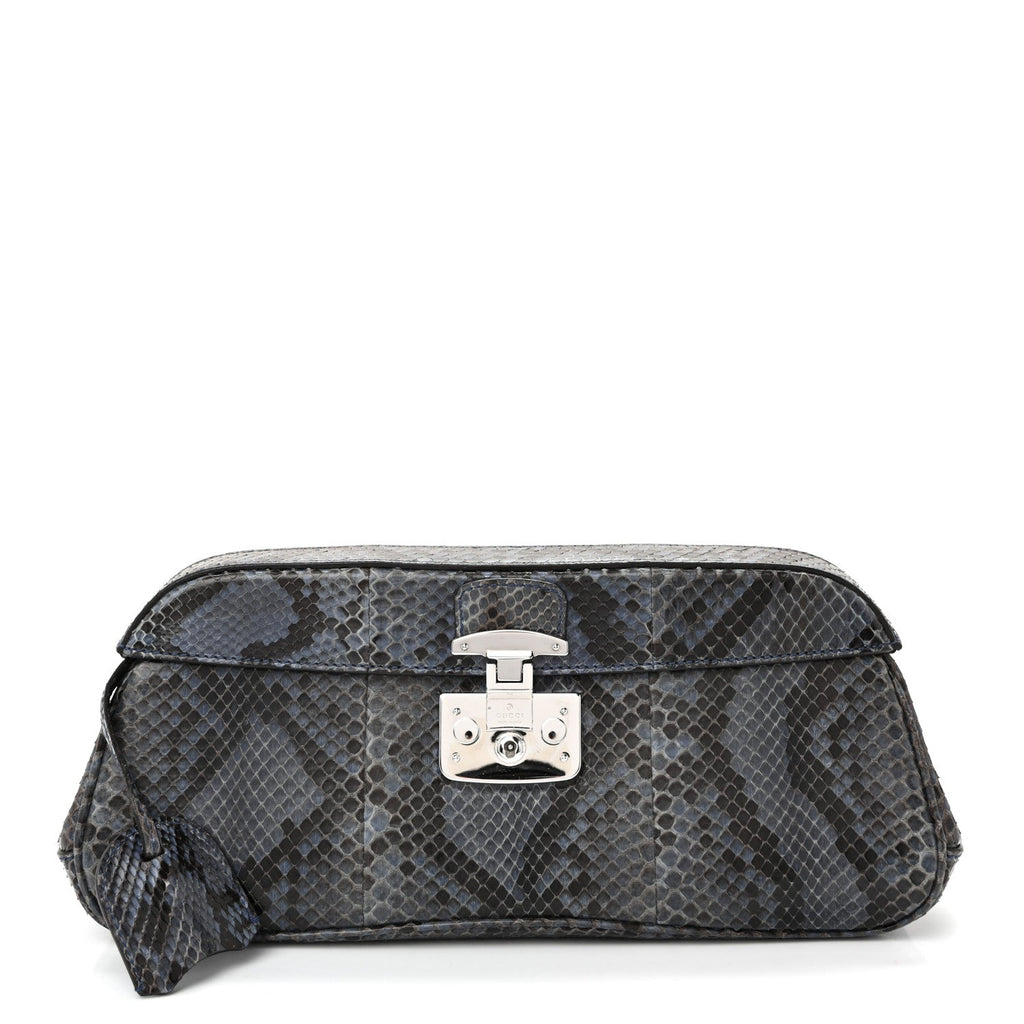 Python Lady Lock Clutch Blue