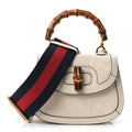 Monogram Jumbo GG Textured Dollar Calfskin Web Small Bamboo 1947 Top Handle Bag Off White