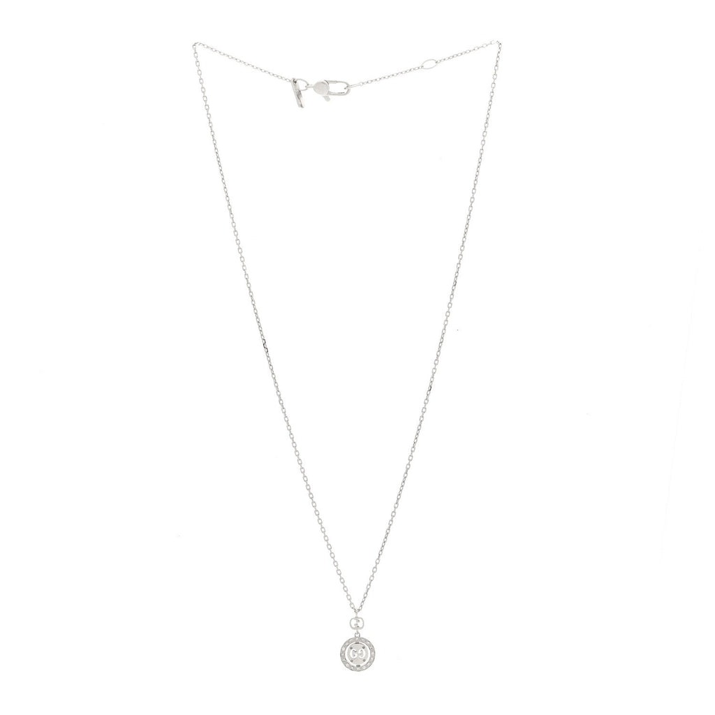 18K White Gold Diamond 10mm Icon Twirl Pendant Necklace