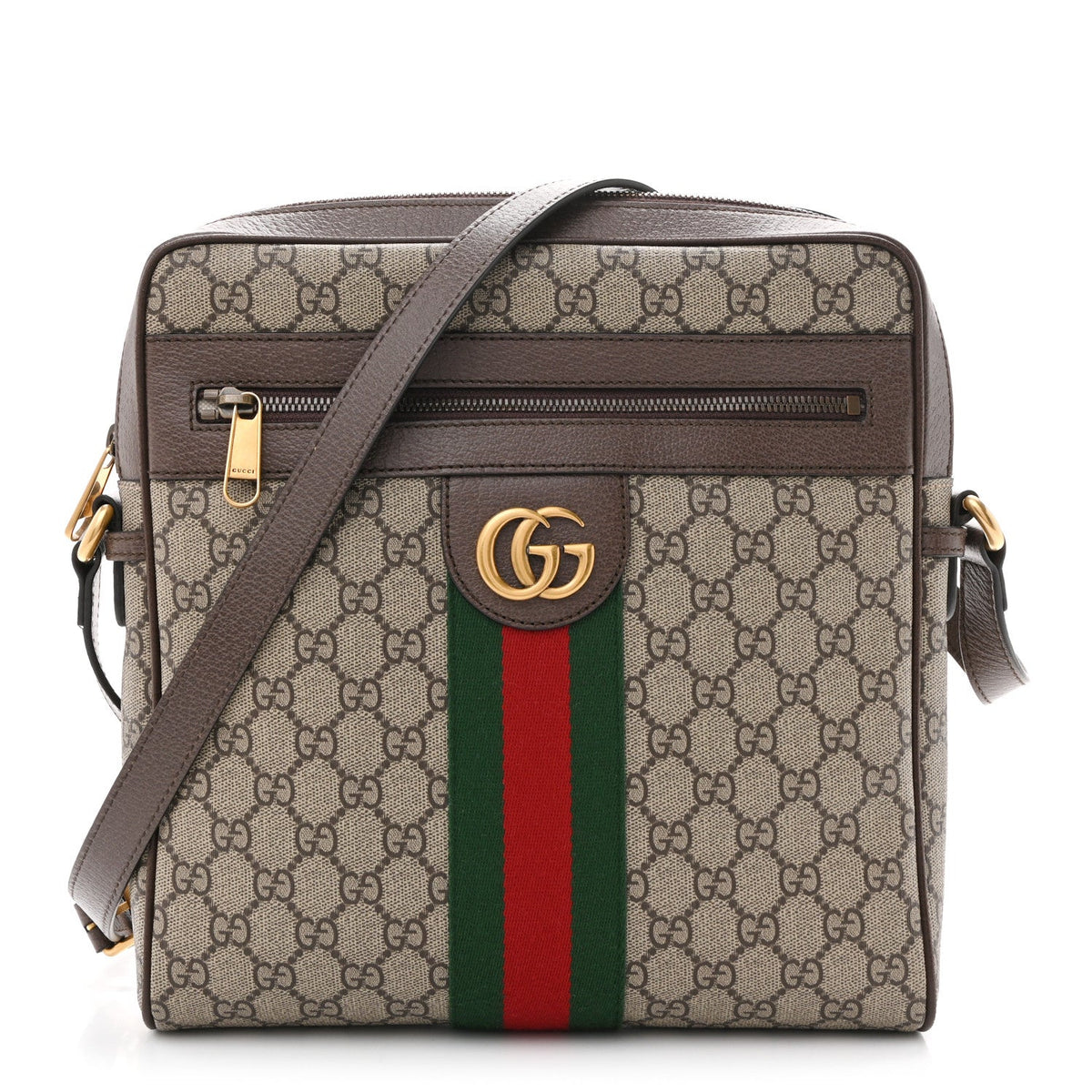 GG Supreme Monogram Web Medium Ophidia Messenger Bag Brown