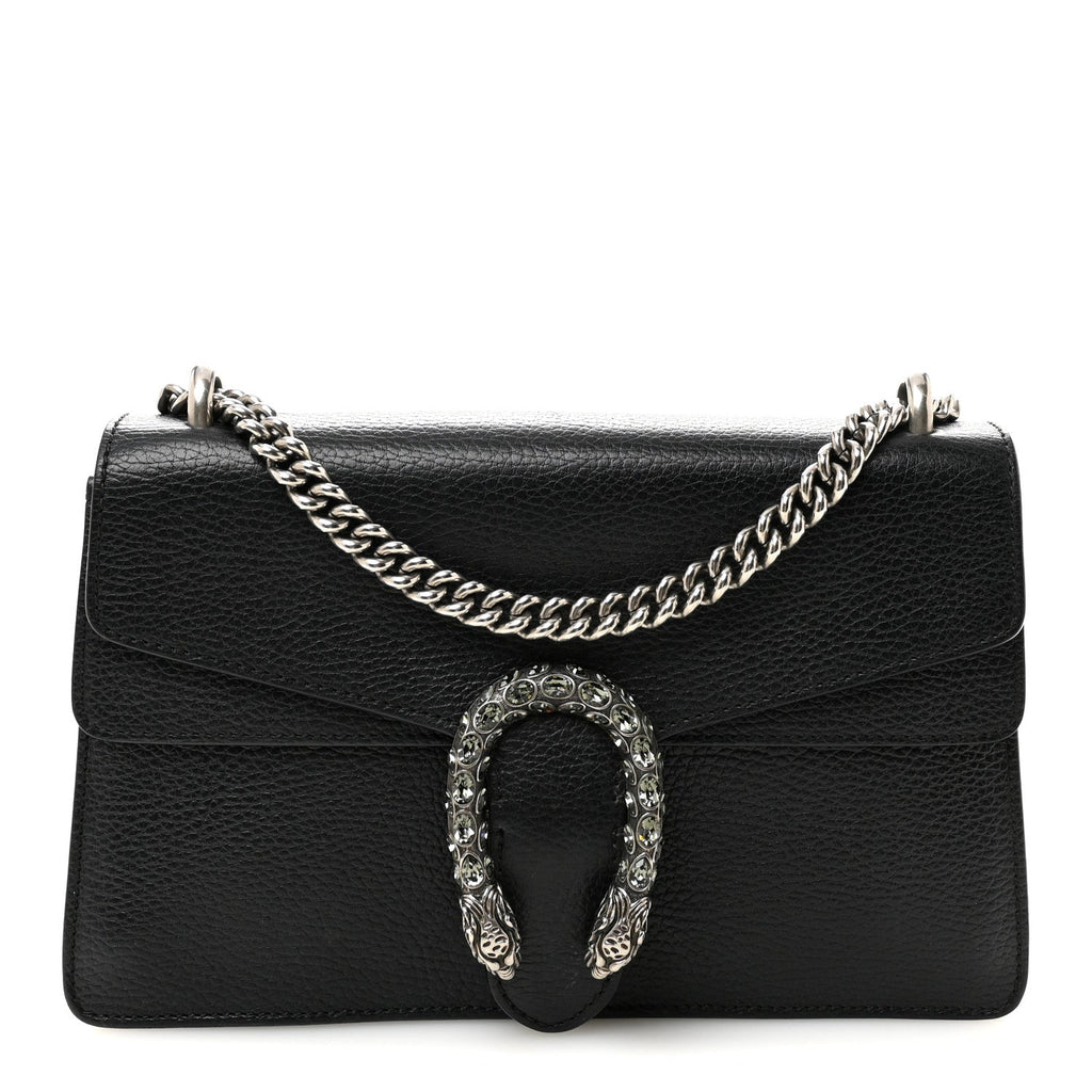 Pebbled Calfskin Small Dionysus Shoulder Bag Black
