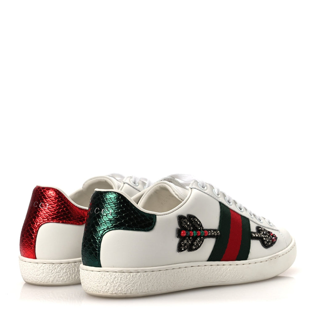 Calfskin Web Studded Womens Arrow Ace Sneakers 35.5 White